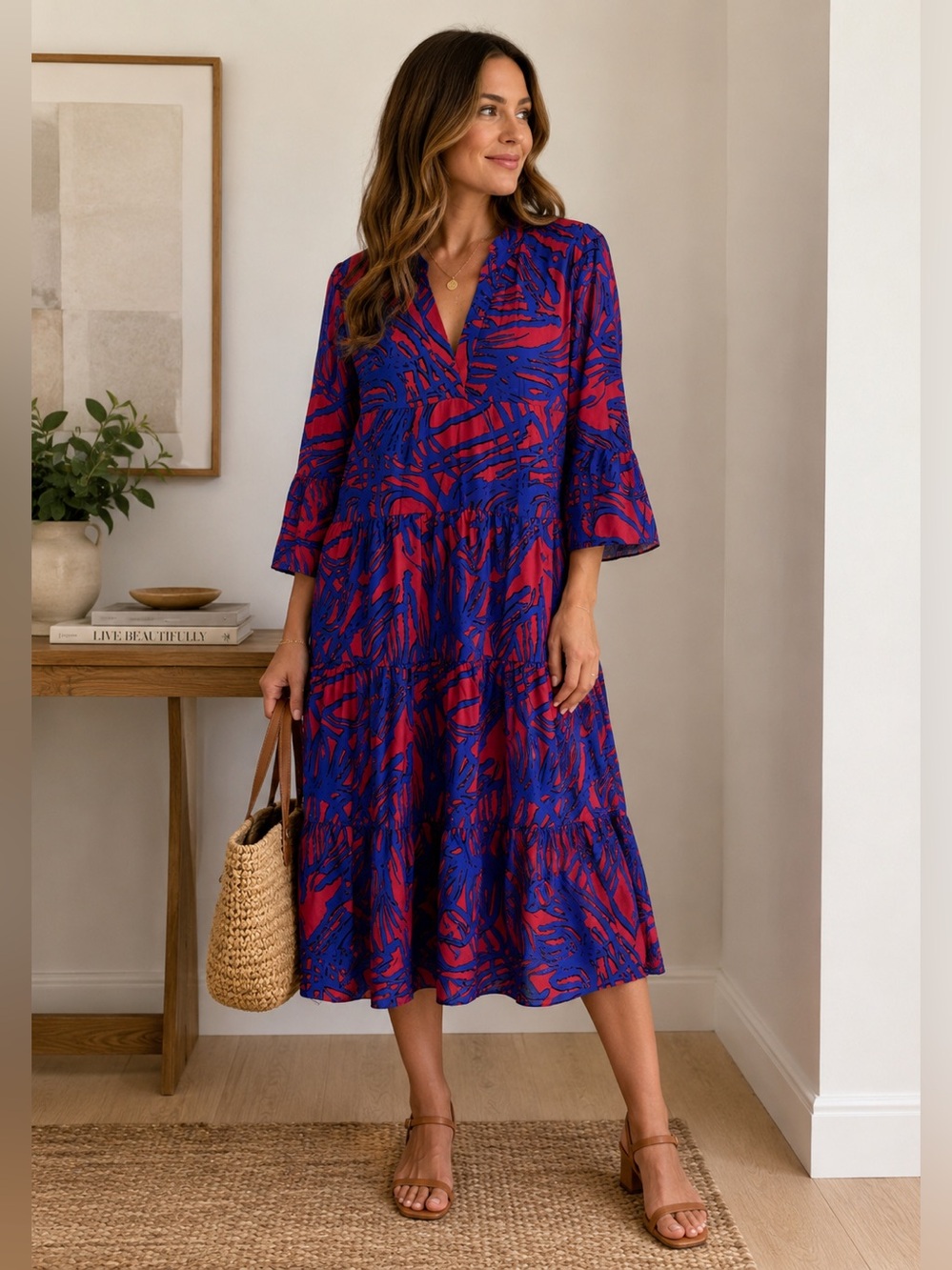 Red and Blue Maxi Dress - Picture 4 of 4